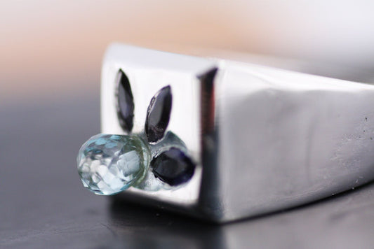 Statement ring with blue gems