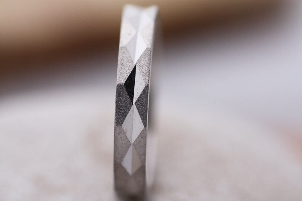 Faceted gold wedding band