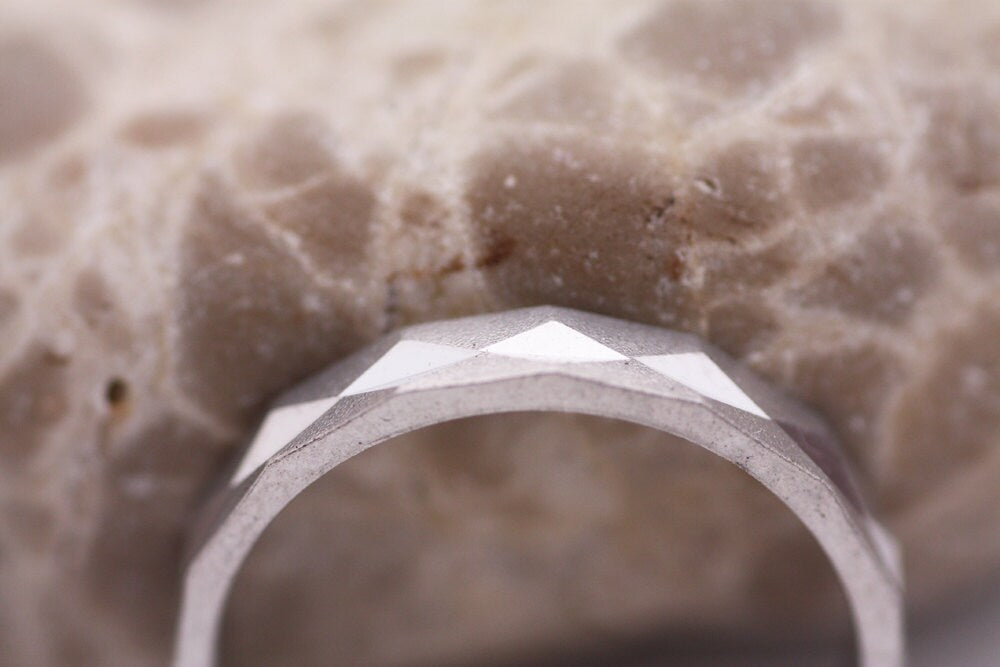 Faceted gold wedding band