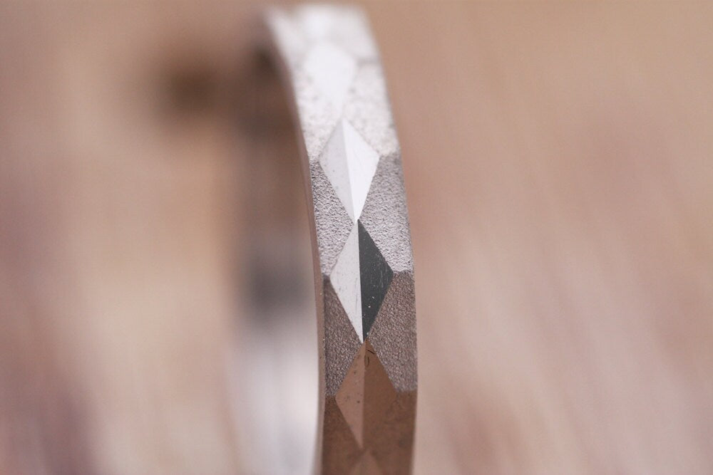Faceted gold wedding band