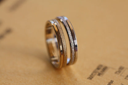 Stardust Gold Wedding hammered Band