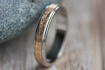 Textured rose gold wedding rings for couples