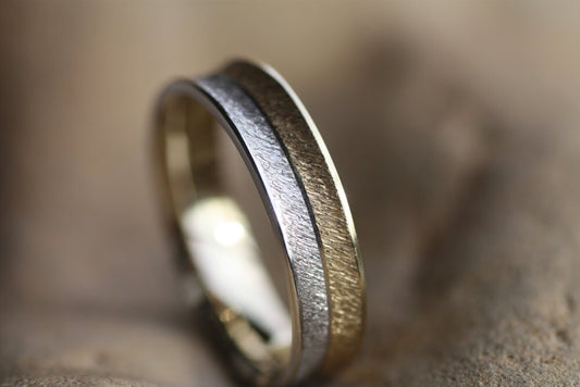 Two tone White and Yellow Gold wedding ring