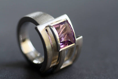 Chunky Amethyst Engagement ring