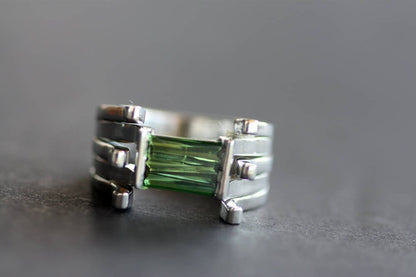 Handcrafted Green Tourmaline Geometric ring