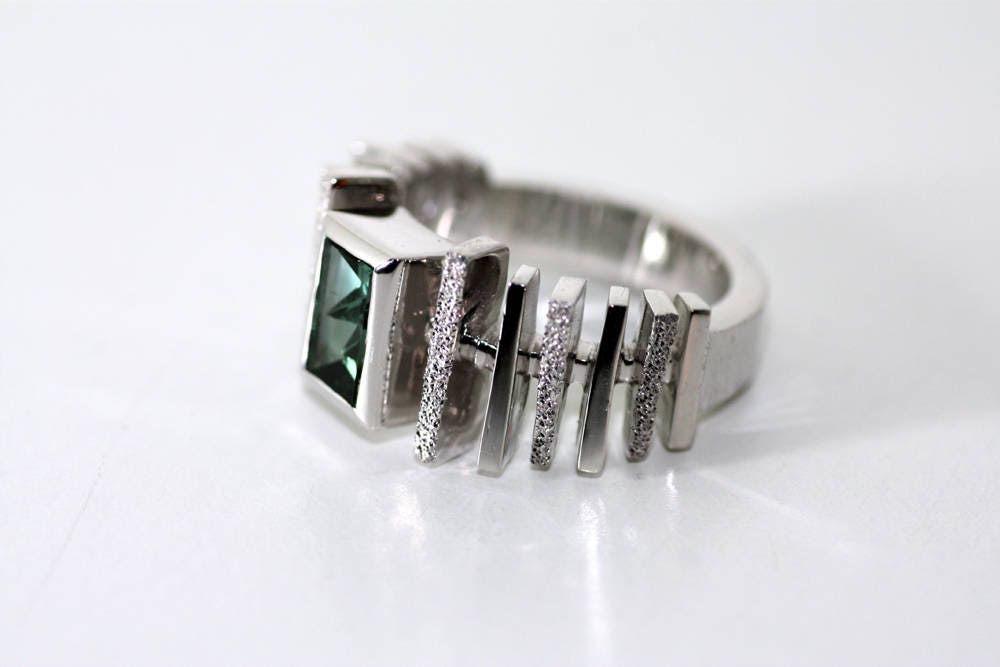Handcrafted Tourmaline geometric ring