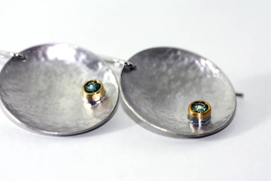 Tourmaline earrings, Silver & Gold