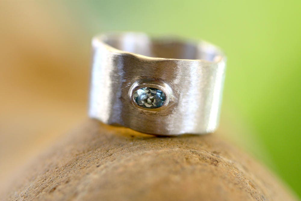 Personalized Aquamarine mounted on Sterling Silver ring