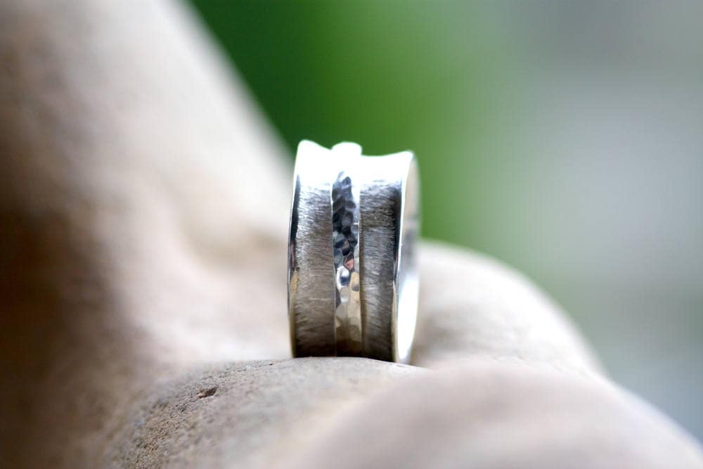 Handmade Sterling Silver Spinner Ring - Womens Anxiety  Meditation Jewelry