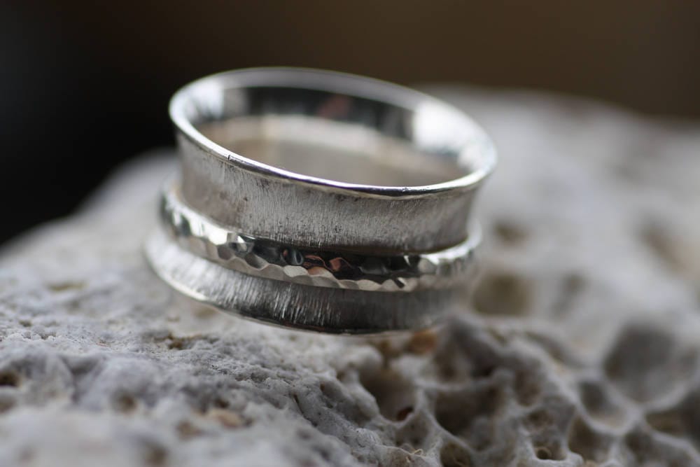 Handmade Sterling Silver Spinner Ring - Womens Anxiety  Meditation Jewelry