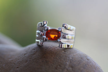 Fire Opal Geometric ring