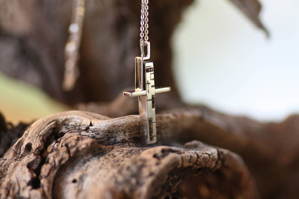 Solid gold Cross with Black diamonds