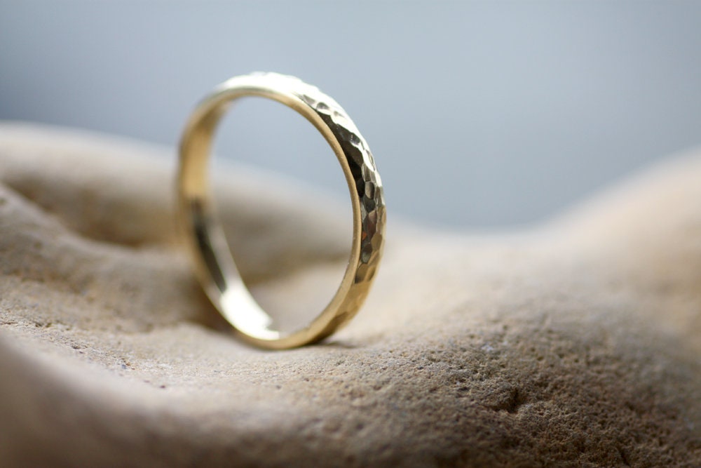 Hammered Gold Stacking Wavy Ring