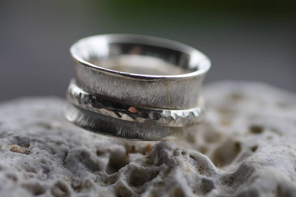 Handmade Sterling Silver Spinner Ring - Womens Anxiety  Meditation Jewelry