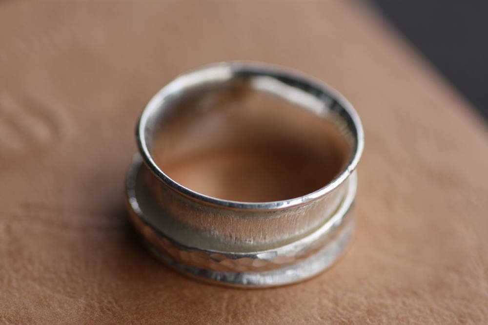 Handmade Sterling Silver Spinner Ring - Womens Anxiety  Meditation Jewelry