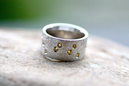 Yellow sapphires, Cognac diamond Engagement ring