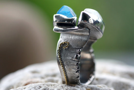 Rough colored stone statement  ring 