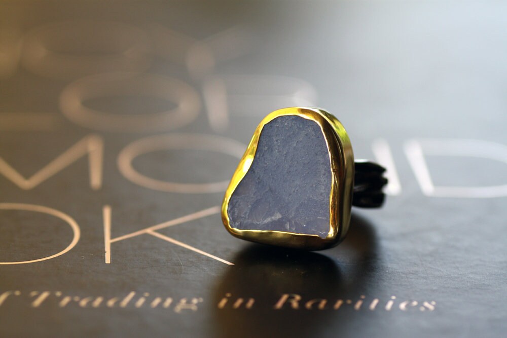 Handcrafted rough Chalcedony ring