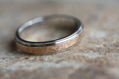 Textured rose gold wedding rings for couples