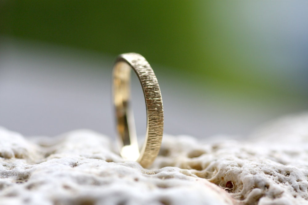 Gold Stacking Textured Ripple ring