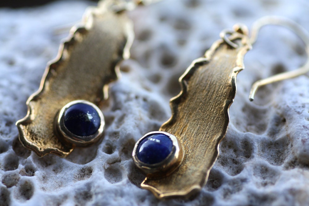 Handmade Silver earrings set with Lapis Lazuli stones