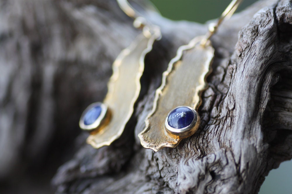 Handmade Silver earrings set with Lapis Lazuli stones