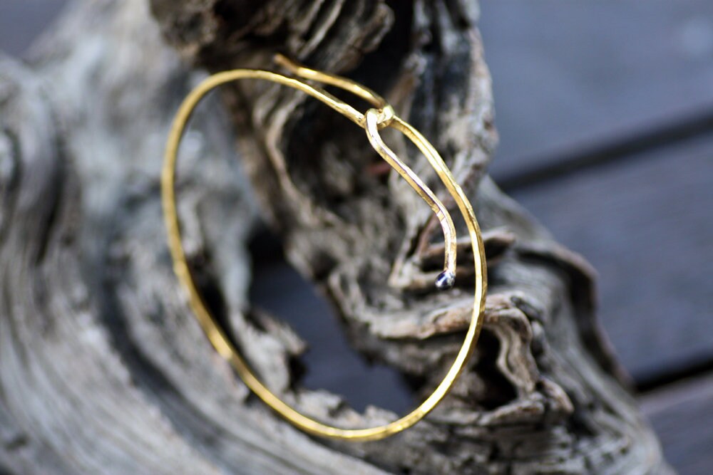 Yellow gold plated Sterling Silver wire bangle