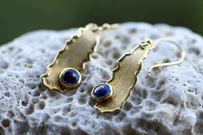 Handmade Silver earrings set with Lapis Lazuli stones