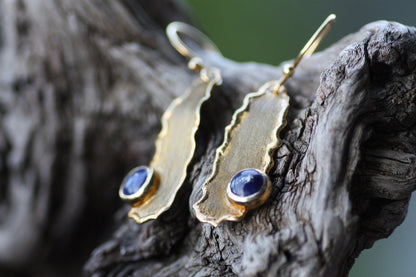 Handmade Silver earrings set with Lapis Lazuli stones