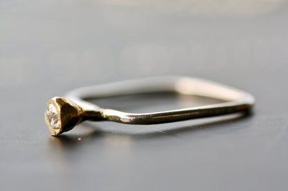 Dainty gold K18 engagement ring