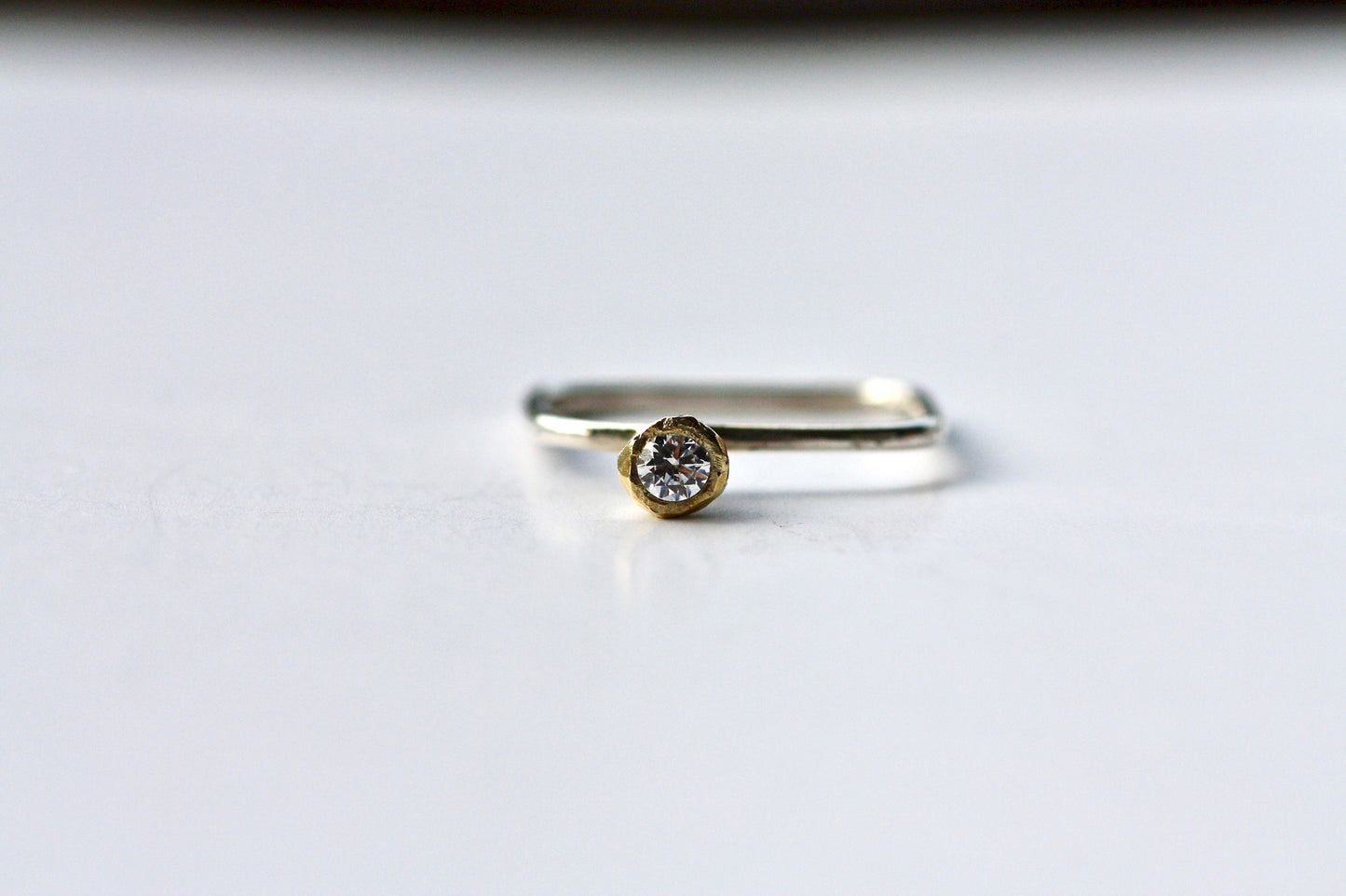 Dainty gold K18 engagement ring