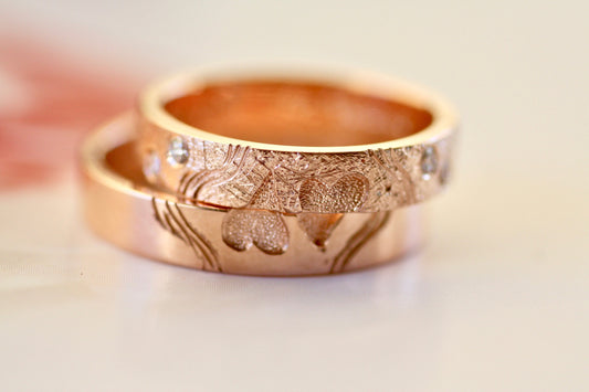 Solid Rose gold wedding ring set