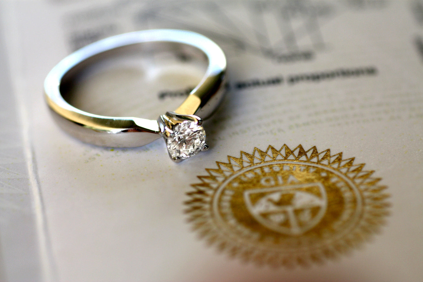 Diamond Engagement Gold Ring, GIA CERTIFIED Diamond ring