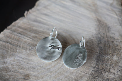 Silver Funny gift earrings and adjustable pendant and bracelet animal-inspired