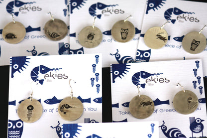 Silver Funny gift earrings and adjustable pendant and bracelet animal-inspired