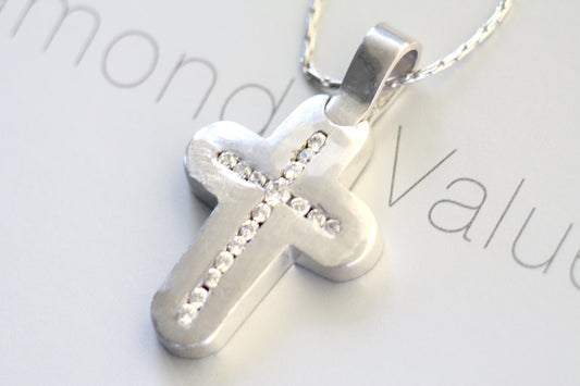 Baptism white gold Cross with diamonds