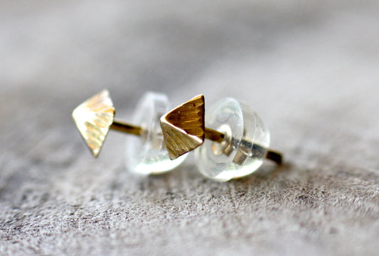 Gold K9 Pyramid Tiny Earrings