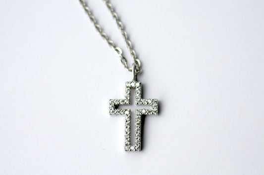 White Gold k18 Cross with diamonds for Woman, Baptism Religious Cross