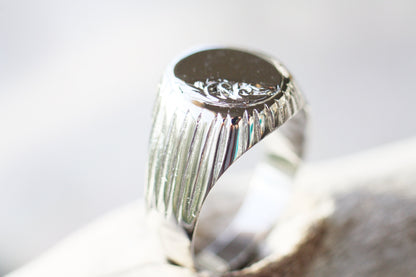 Engraved Signet Sterling Silver ring