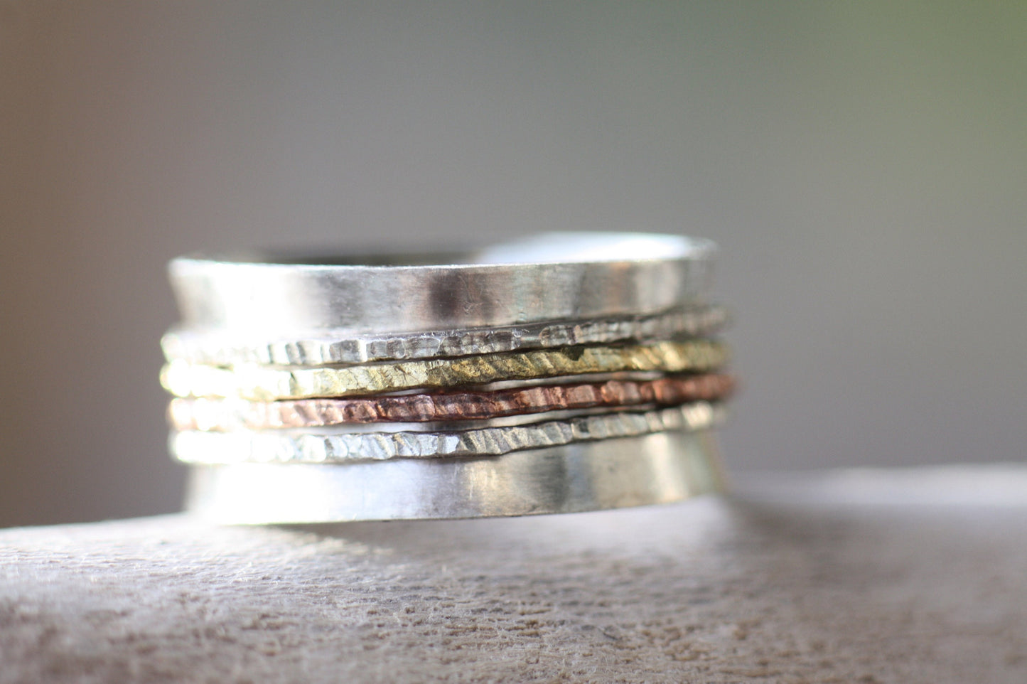 Dainty Silver Spinner Ring with Handwritten Engravings