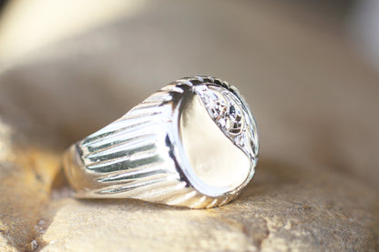 Engraved Signet Sterling Silver ring