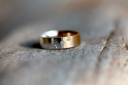 Mens Two tone Gold Wedding band