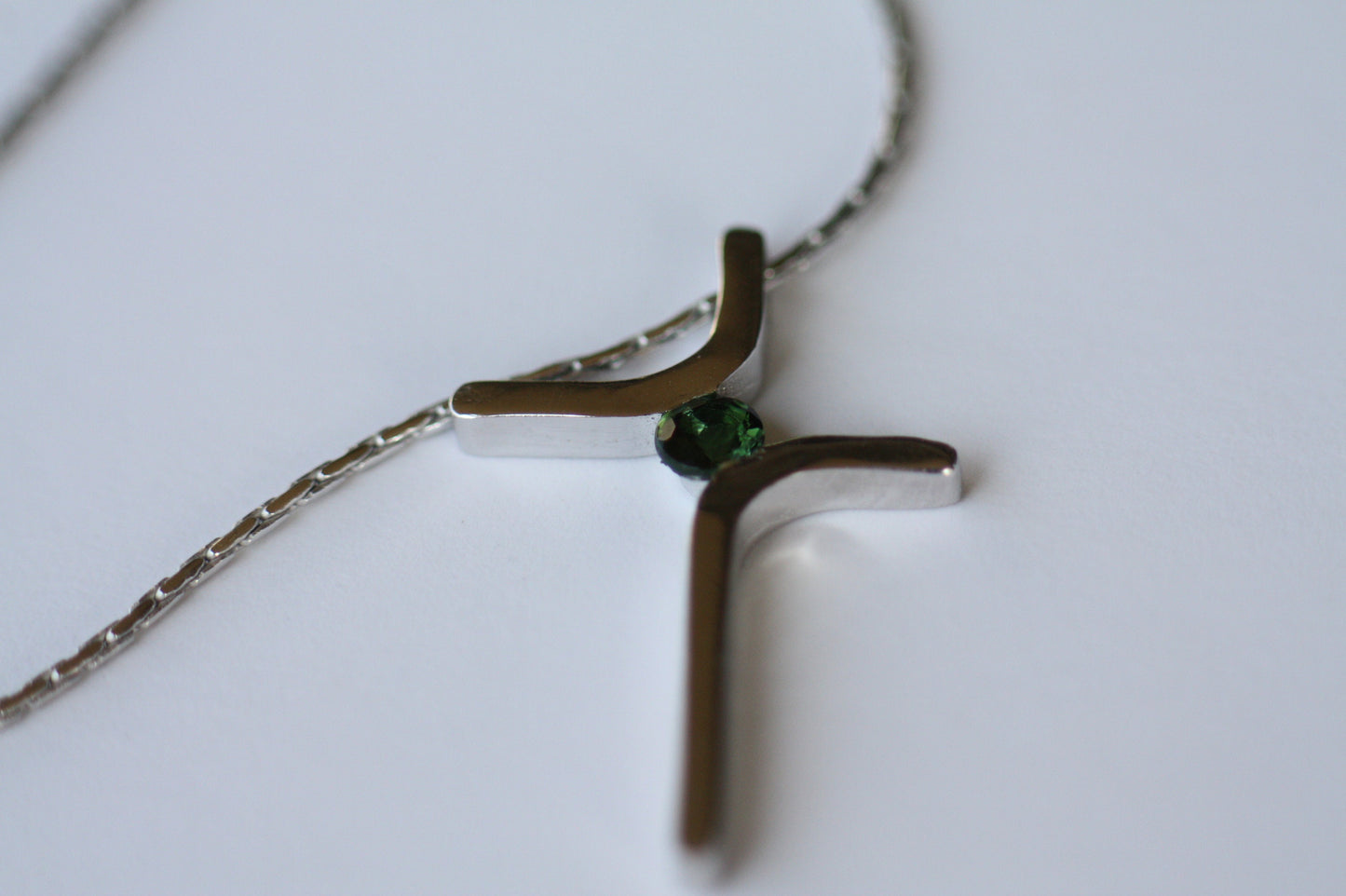 Baptism dainty Cross necklace, October birthstone tourmaline Cross