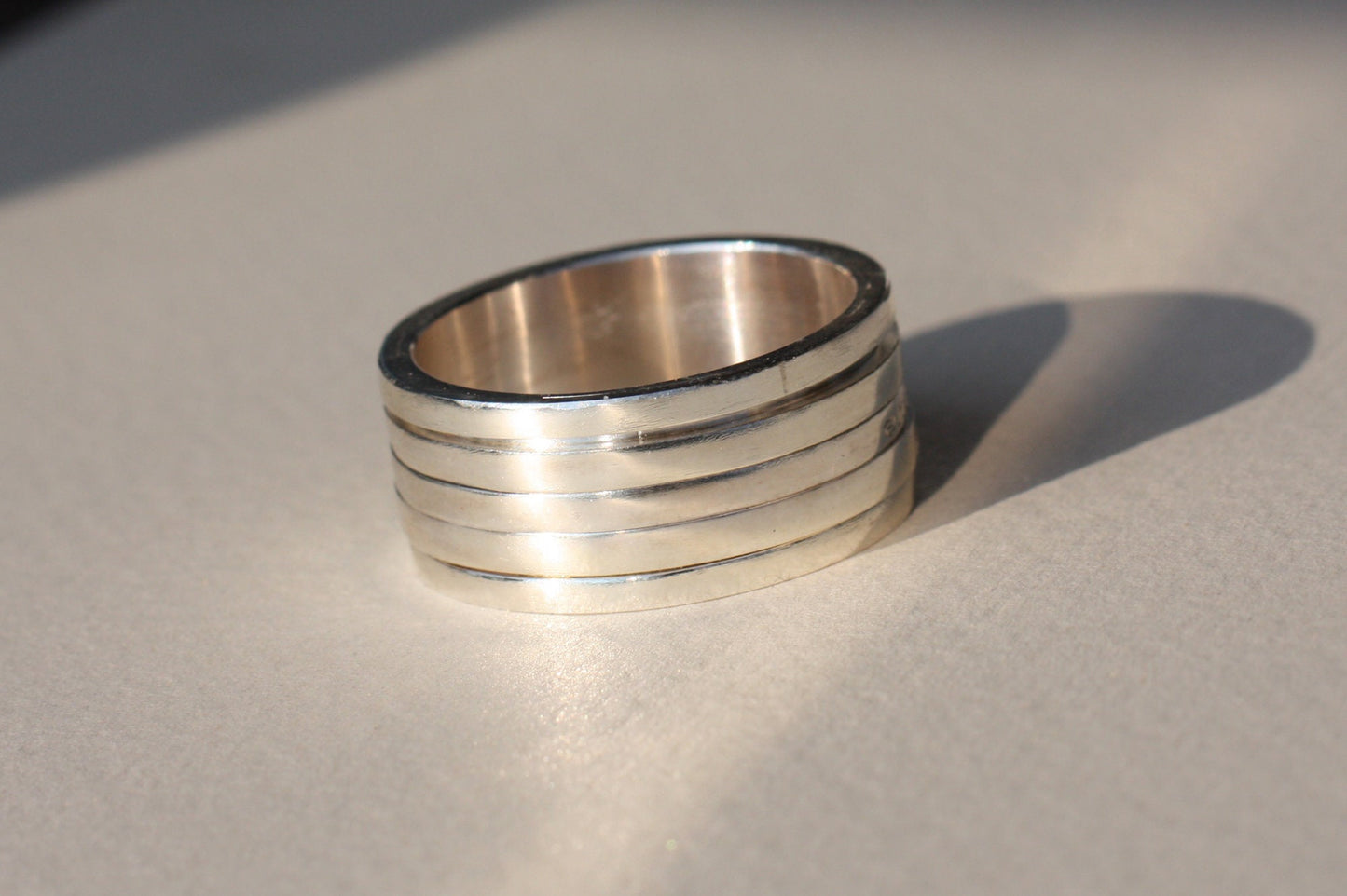 Personalised spinner ring, engraved coordinates