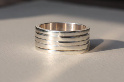 Personalised spinner ring, engraved coordinates