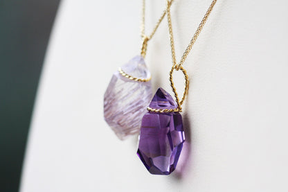 Amethyst necklace set with  Gold K18