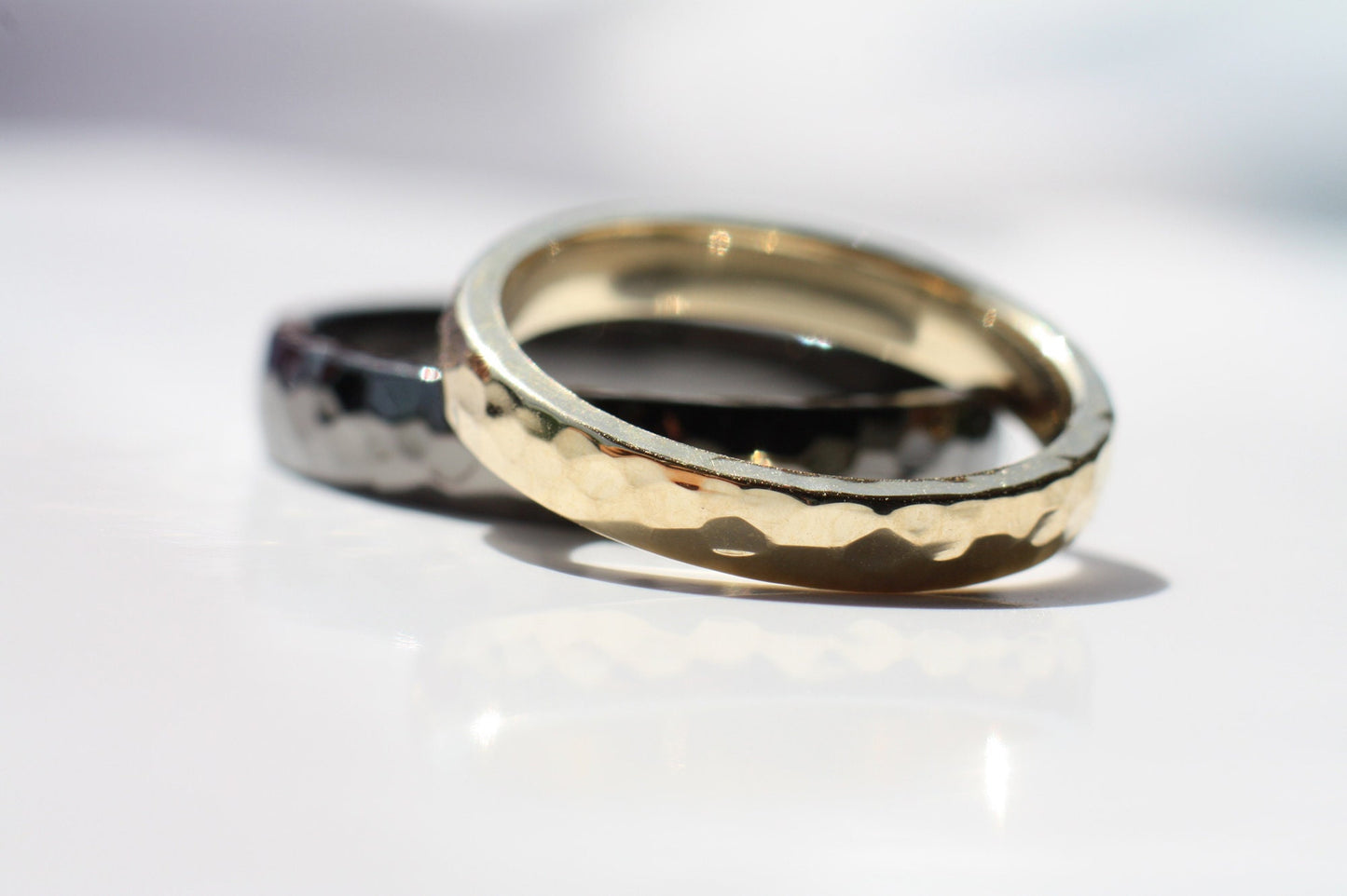 Set of Textured Gold Wedding Rings for couples