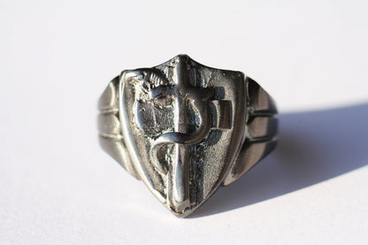 Signet Family Crest Silver monogram ring