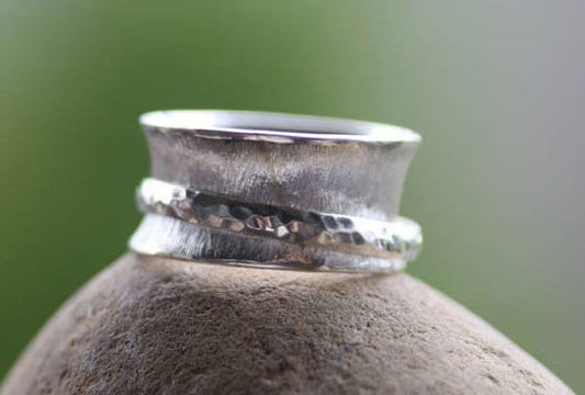 Handmade Sterling Silver Spinner Ring - Womens Anxiety  Meditation Jewelry
