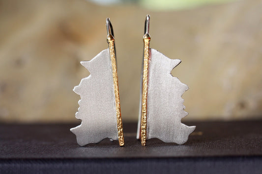 Gold Plated Earrings for Women Geometric Style and Frozen Finish